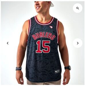 BURLEBO Men's Black and Red 15th Anniversary Jersey Men’s‎ Size:Small